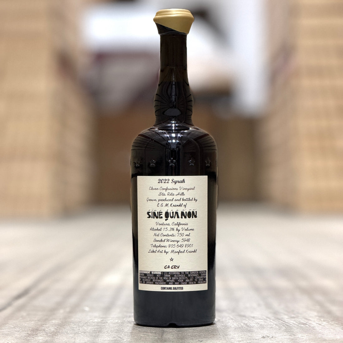 Sine Qua Non Eleven Confessions Vineyard Syrah, Sta Rita Hills, USA 2022
